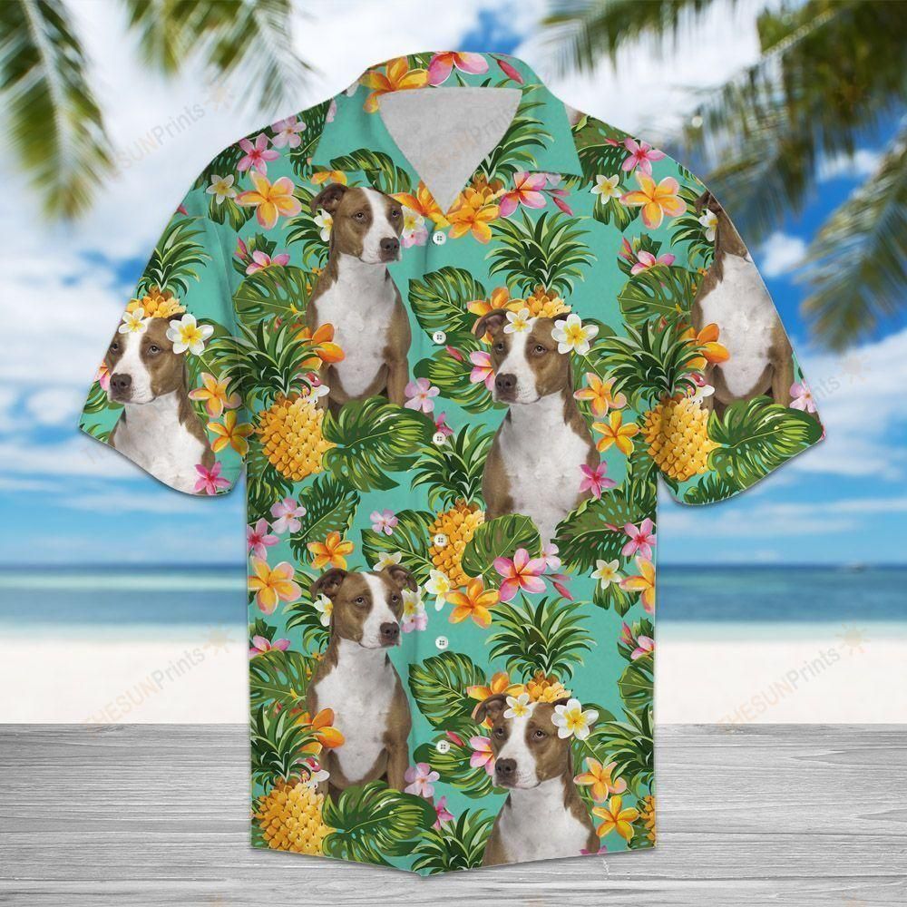 Tropical Pineapple American Pit Bull Terrier Multicolor Unique Design Hawaiian Shirt