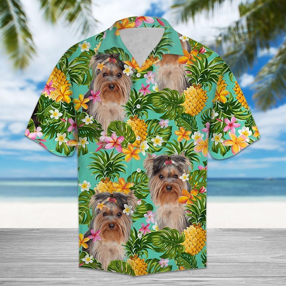 Tropical Pineapple Australian Silky Terrier Green Awesome Design Hawaiian Shirt