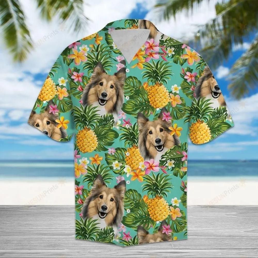 Tropical Pineapple Shetland Sheepdog Multicolor Best Design Hawaiian Shirt