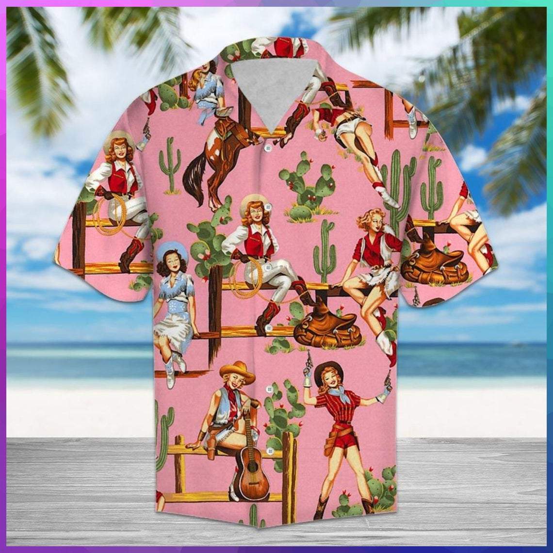 Vintage Cow Girl Hawaiian Shirt