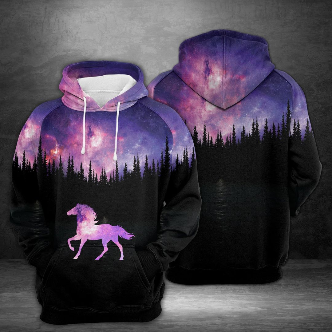 Horse In Dark Forest Unisex 3D Hoodie All Over Print