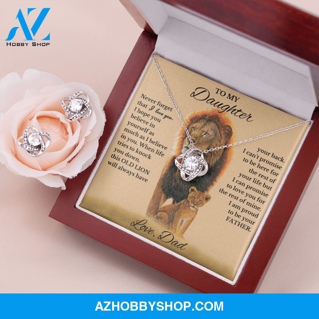 Love Knot Earring & White Gold Necklace Set