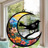 Birds Memorial Suncatcher, Pet Loss Suncatcher, Bereavement Birds Loss Gift Personalized with Name Suncatcher Gifts for Bird Lovers Hanging Ornaments for Xmas, Car, Window Decoration