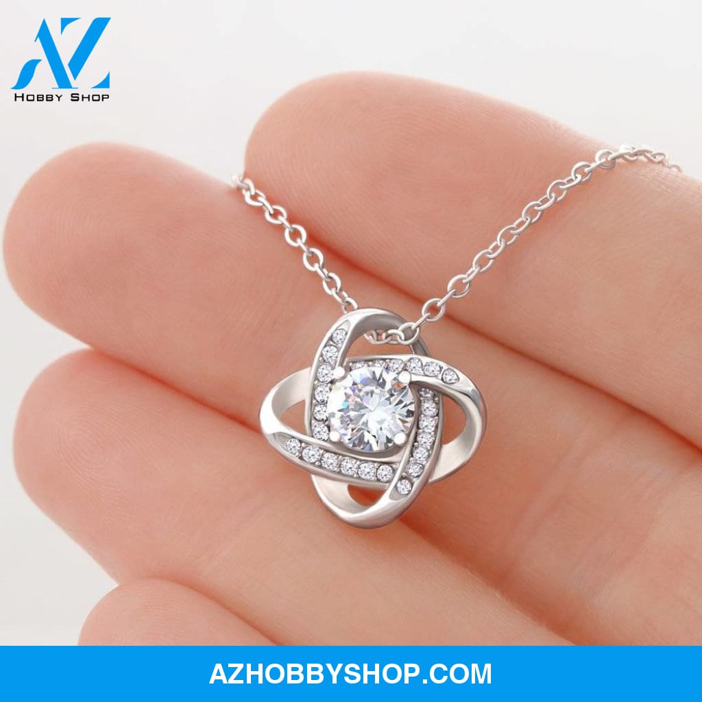 Mom - You're The World - White Gold Love Knot Necklace From Son