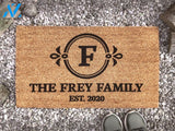 Monogram Doormat - Monogram Welcome Mat - Custom Wedding - Closing - Housewarming Gift - Family Name Est Date Doormat