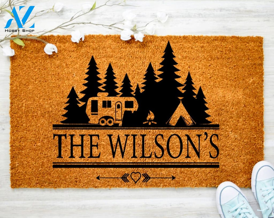 Personalize Camper Family Name Doormat US Trailer Front Door Doormat RV Decor Housewarming Gift Doormat