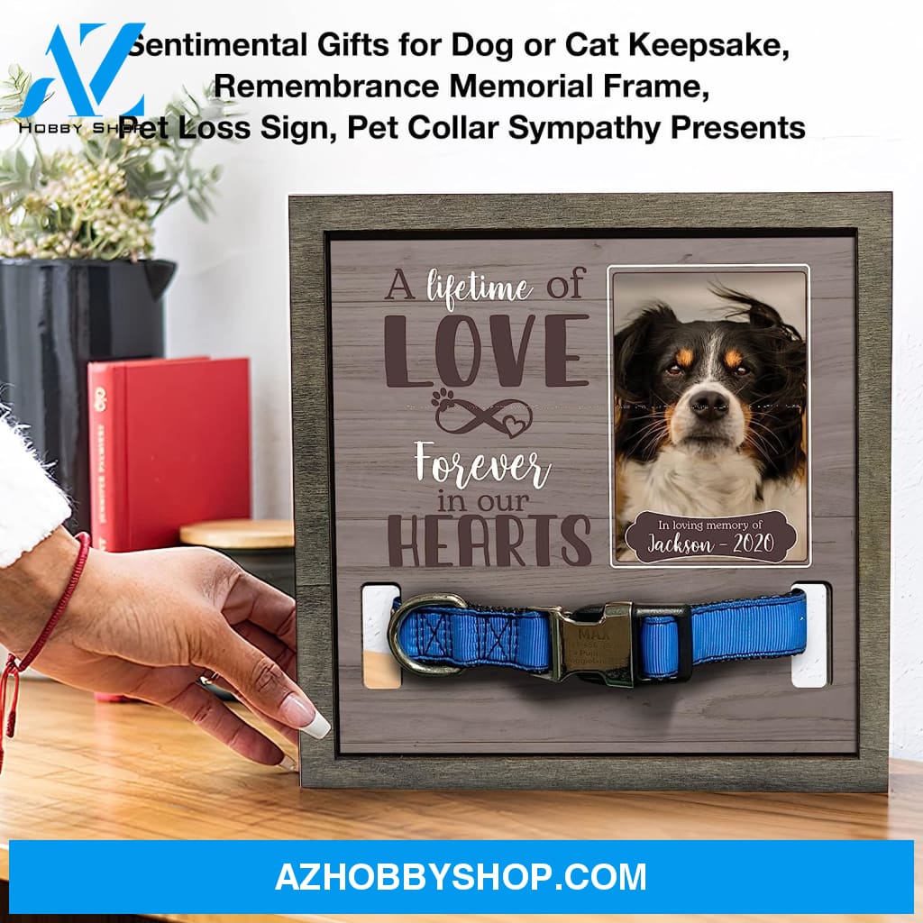 Personalized Dog Memorial Gifts 8X8 Picture Frame With Collar Holder Custom Cat Name Date Loss Of