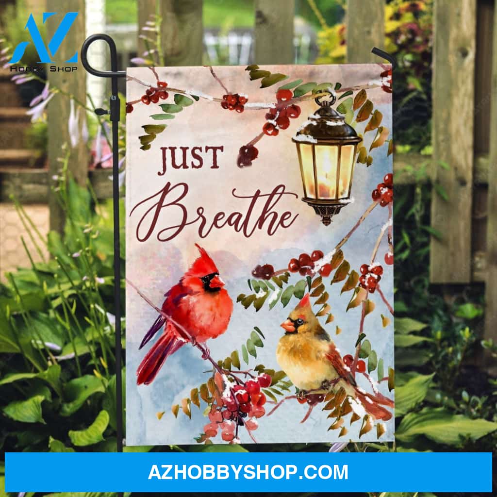 Red cranberry, Cardinal couple ,Lighting lantern, Just breath - Jesus Flag