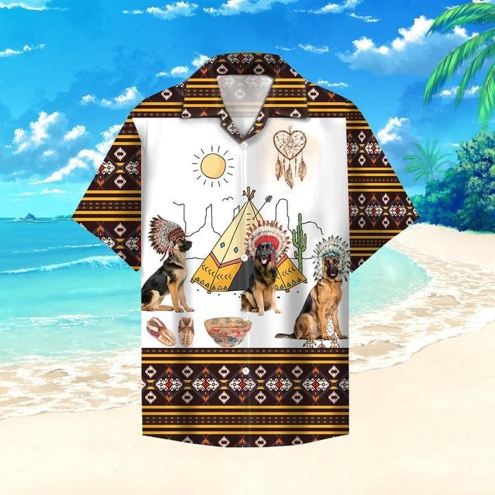 Shepherd Dogs Hawaiian Graphic Print Short Sleeve