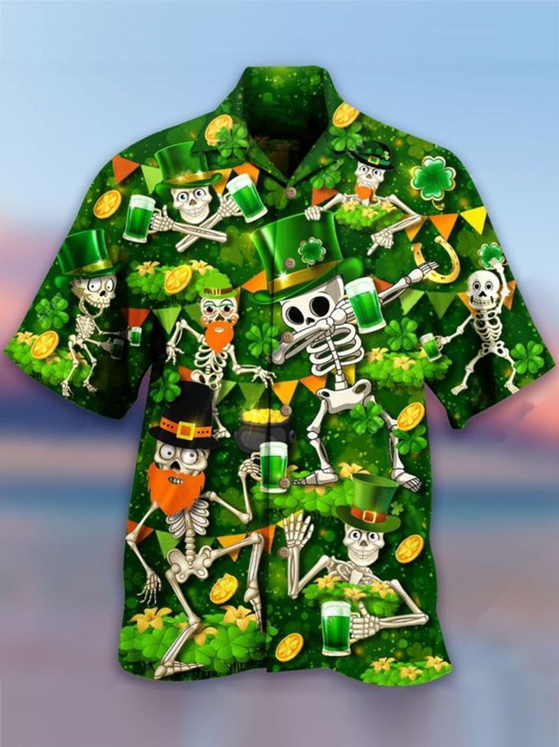 Skeleton Saint Patrick For men And Women Graphic Print Short Sleeve