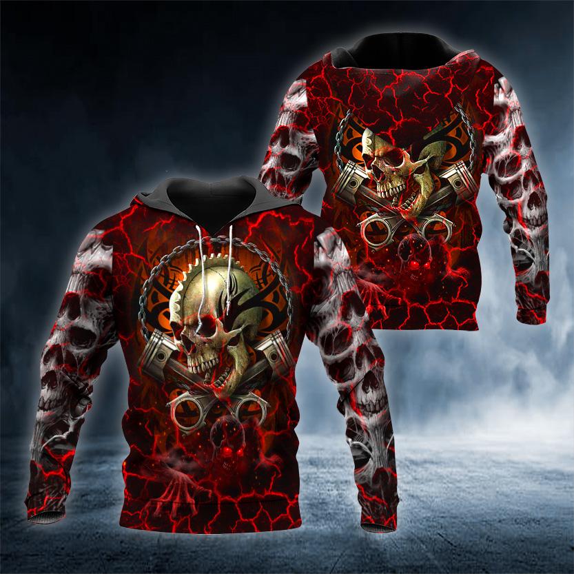 Ghost Mechanic Skull 3D All Over Printed US Unisex Size Hoodie