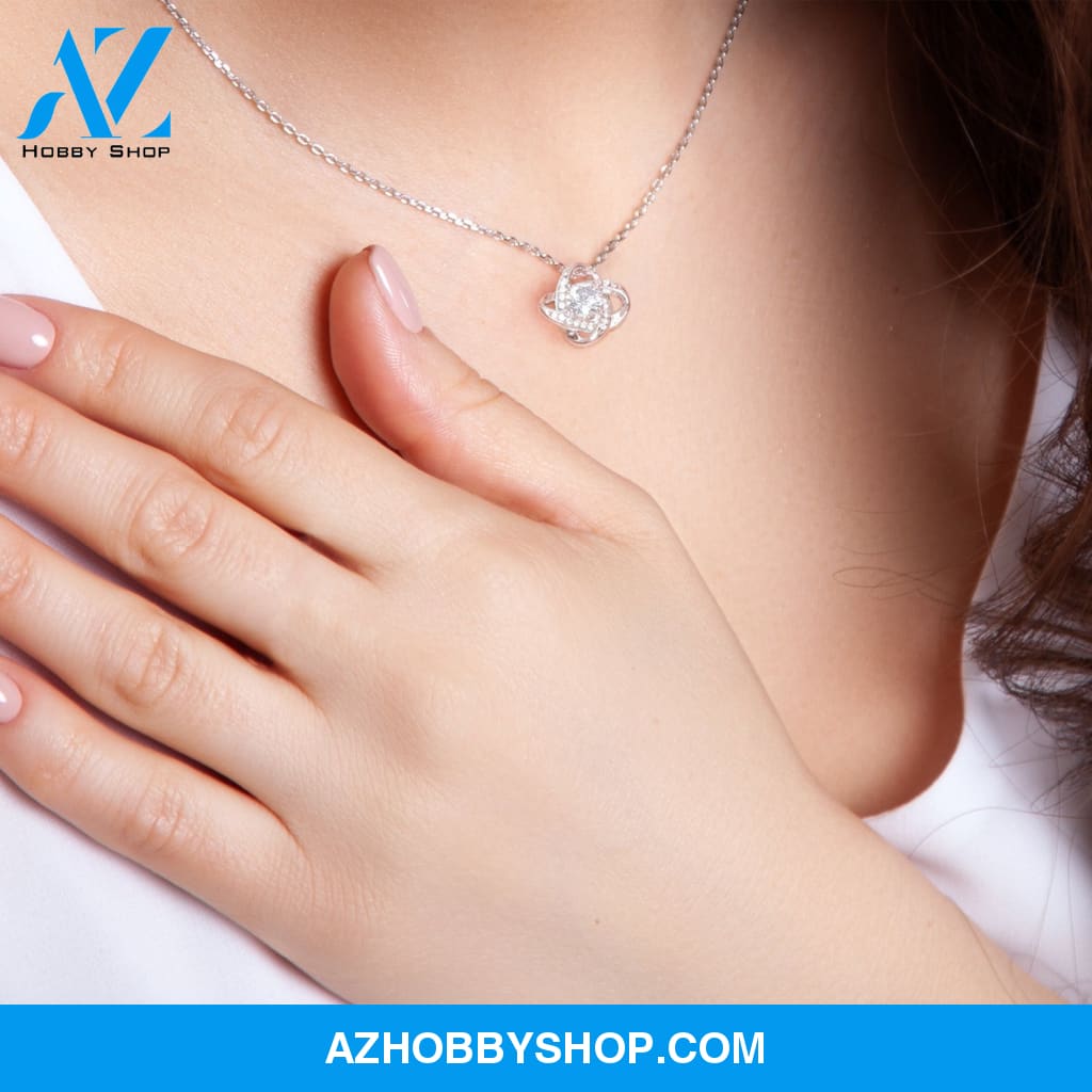To My Daughter from Dad White Gold Love Knot Necklace "Never Forget That I Love You"