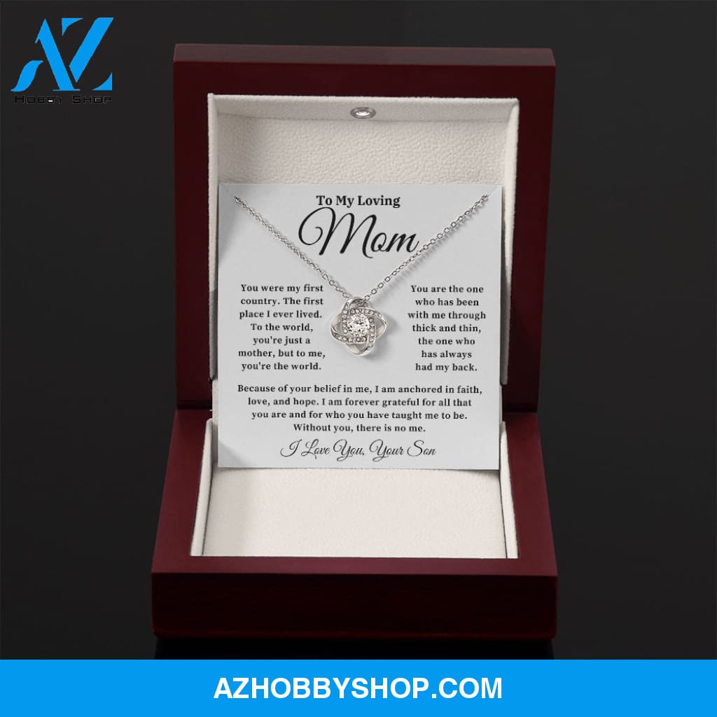 To My Loving Mom - The World - Love Knot Necklace