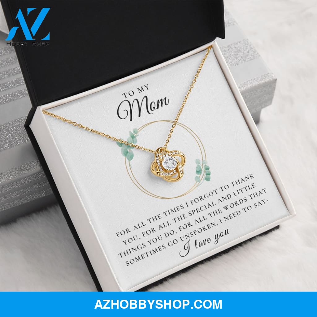 To My Mom - I Love You | 14k White OR 18k Gold Love Knot Necklace