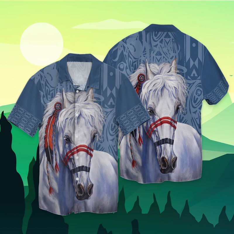 White Horse For Men And Women Graphic Print Short Sleeve