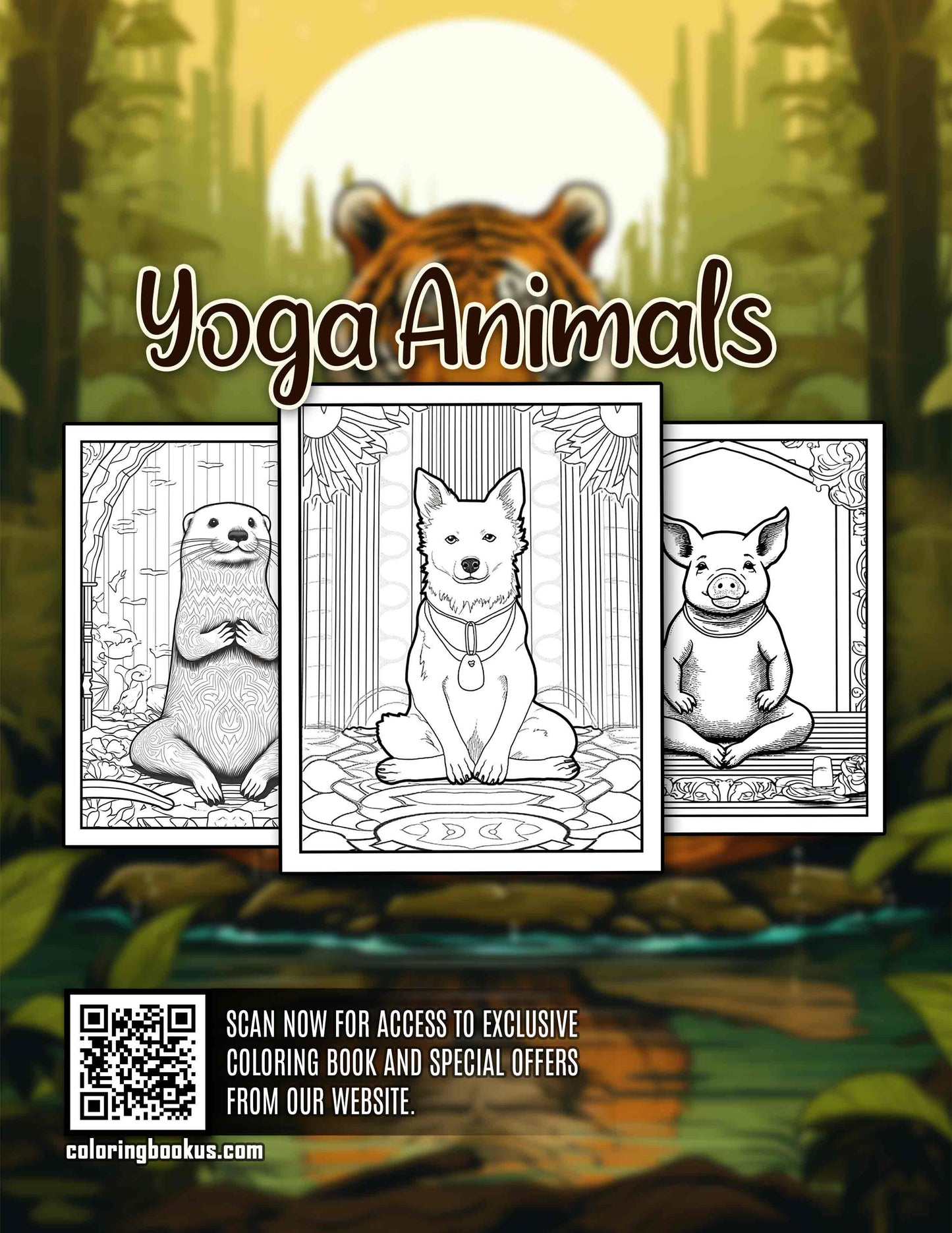 Yoga Animnals Coloring Book 30 Pages Printable Coloring Book