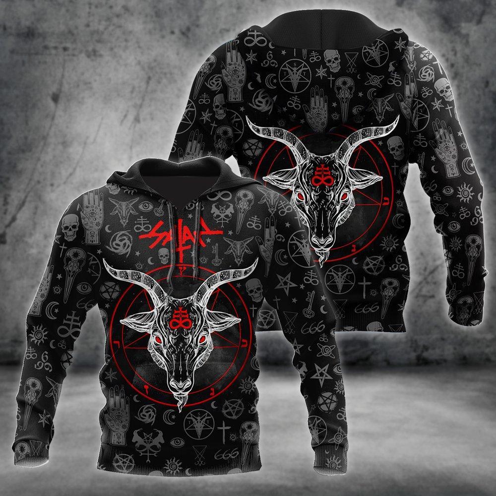 Unisex Hoodie All Over Print Skull Gifts Shape Of Satanic Skull Unisex Hoodie