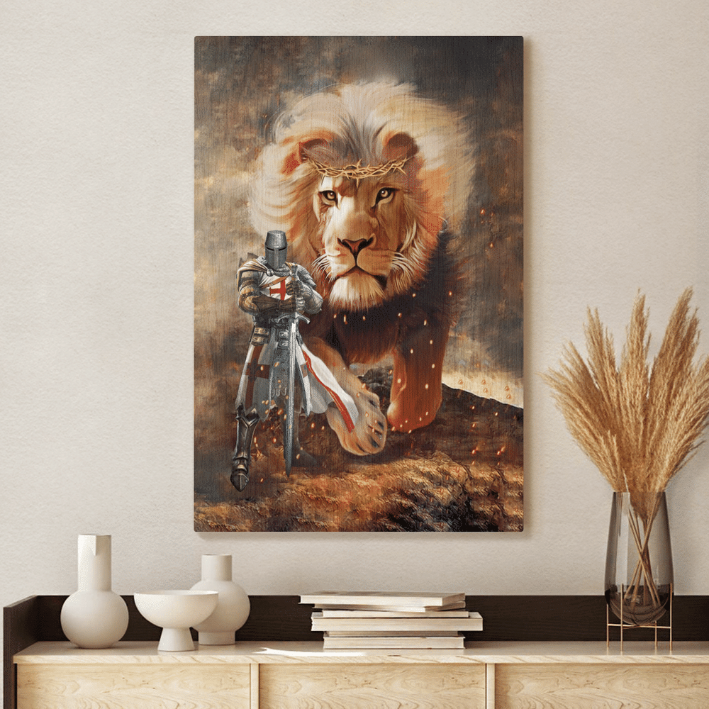 Knight Templar And Lion - Matte Canvas