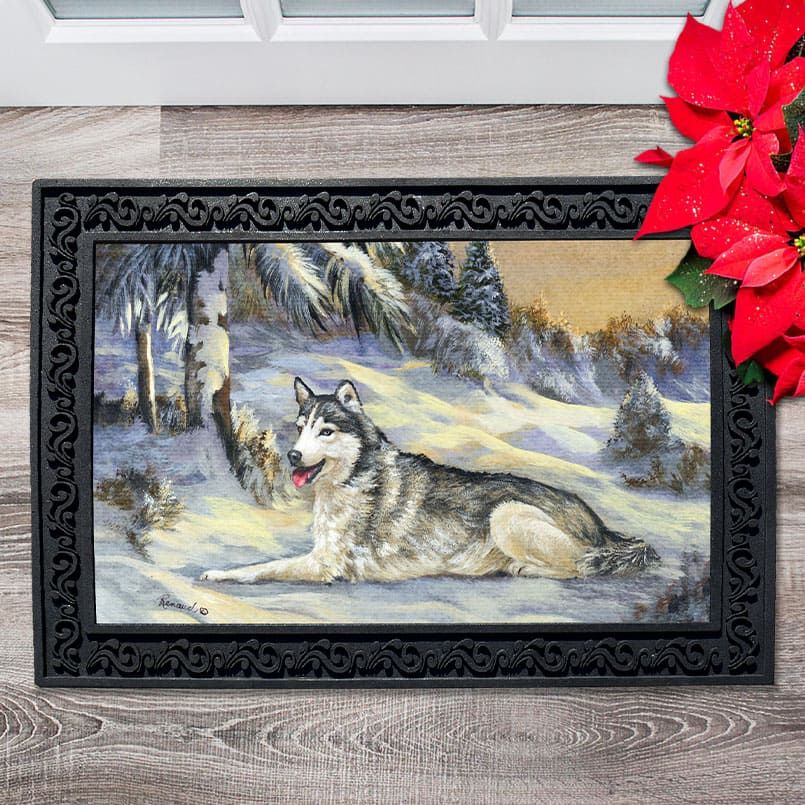 Siberian Husky Winterscape Doormat
