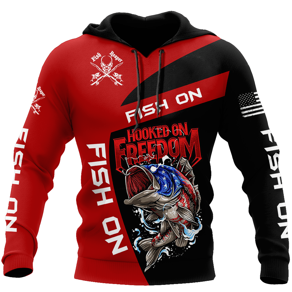 Fishing Gifts Hooked On Freedom Fish On Fishing US Unisex Size Hoodie