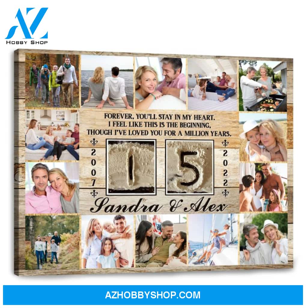 15 Year Wedding Anniversary Gift Personalized Love Canvas