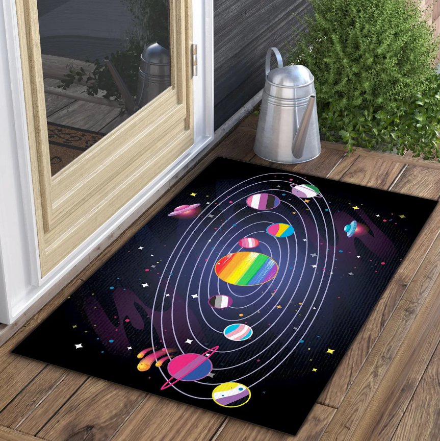 LGBT Planets Doormat LGBT Space Doormat, Gift For Friend Family Birthday Gift Decor Warm House Gift Welcome Mat
