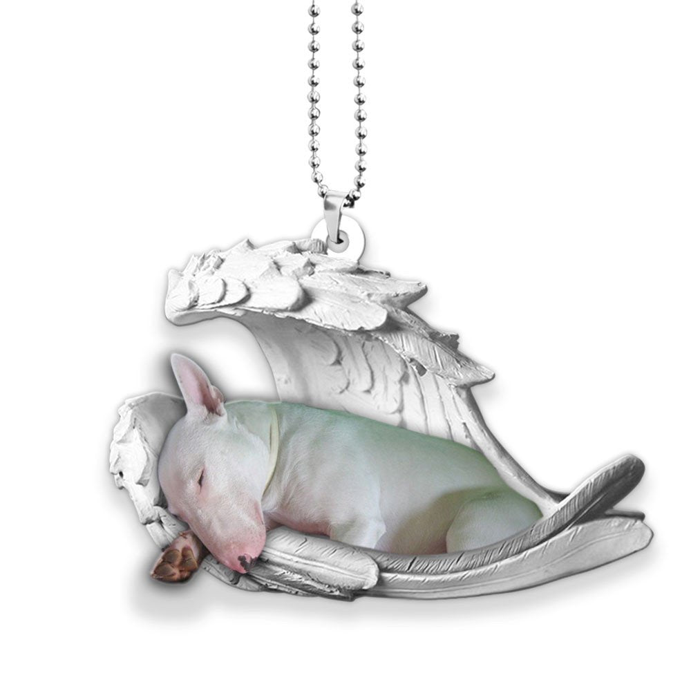 Godmerch- Ornaments- Bull Terrier- Sleeping Angel-Two Sided Ornament, Dog Ornaments, Car Ornaments