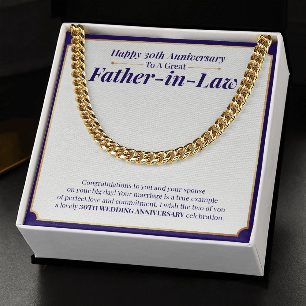 "Example Of Perfect Love" Great Father In Law 30th Wedding Anniversary Necklace Gift From Daughter-In-Law Son-In-Law Cuban Link Chain Jewelry Box