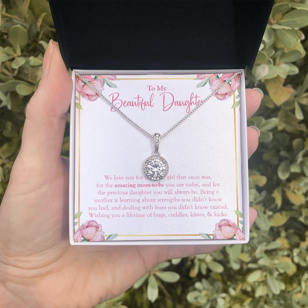"Amazing Mom-To-Be" Beautiful Pregnant Daughter Necklace Gift From Mom Dad Eternal Hope Pendant Jewelry Box Baby Shower