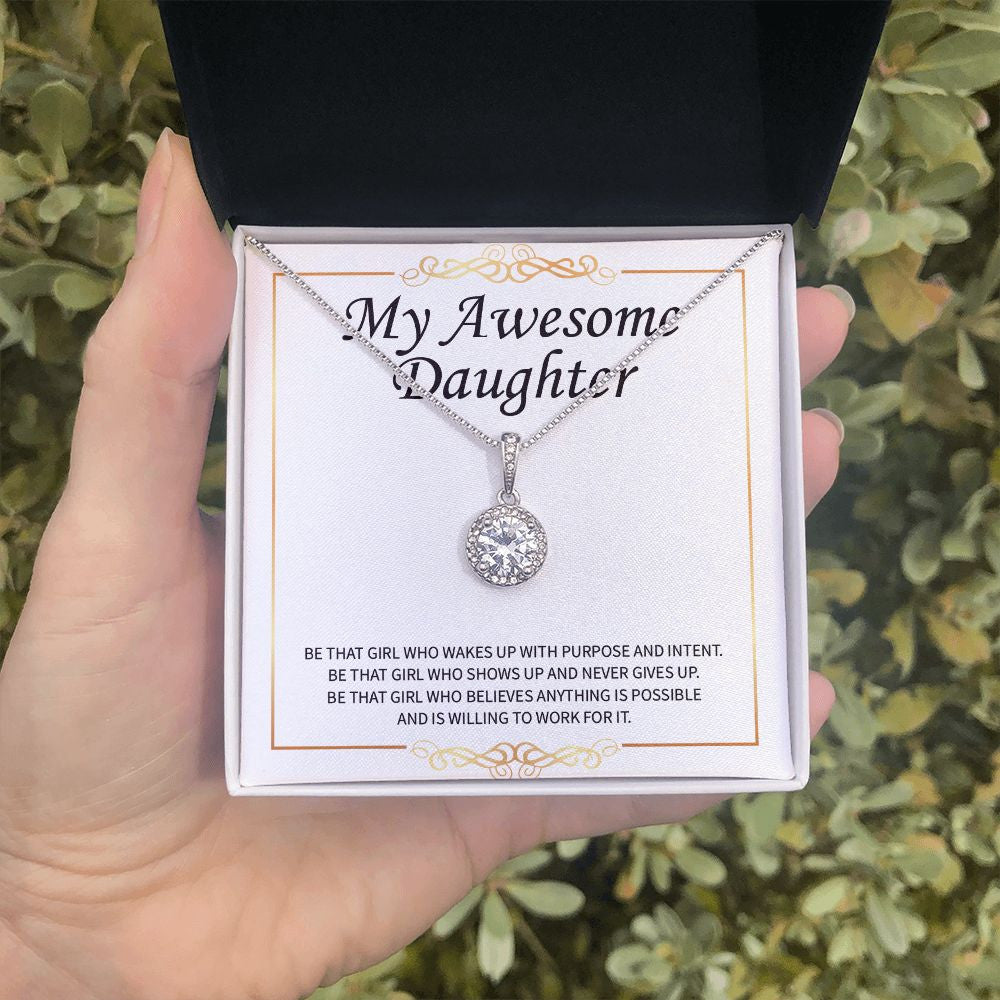 "With Purpose And Intent" Awesome Daughter Necklace Gift From Mom Dad Eternal Hope Pendant Jewelry Box Birthday Christmas Graduation Engagement