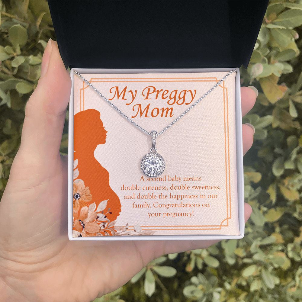 "A Double Cuteness" Preggy Mom Necklace Gift From Daughter Son Eternal Hope Pendant Jewelry Box Baby Shower Pregnancy Announcement