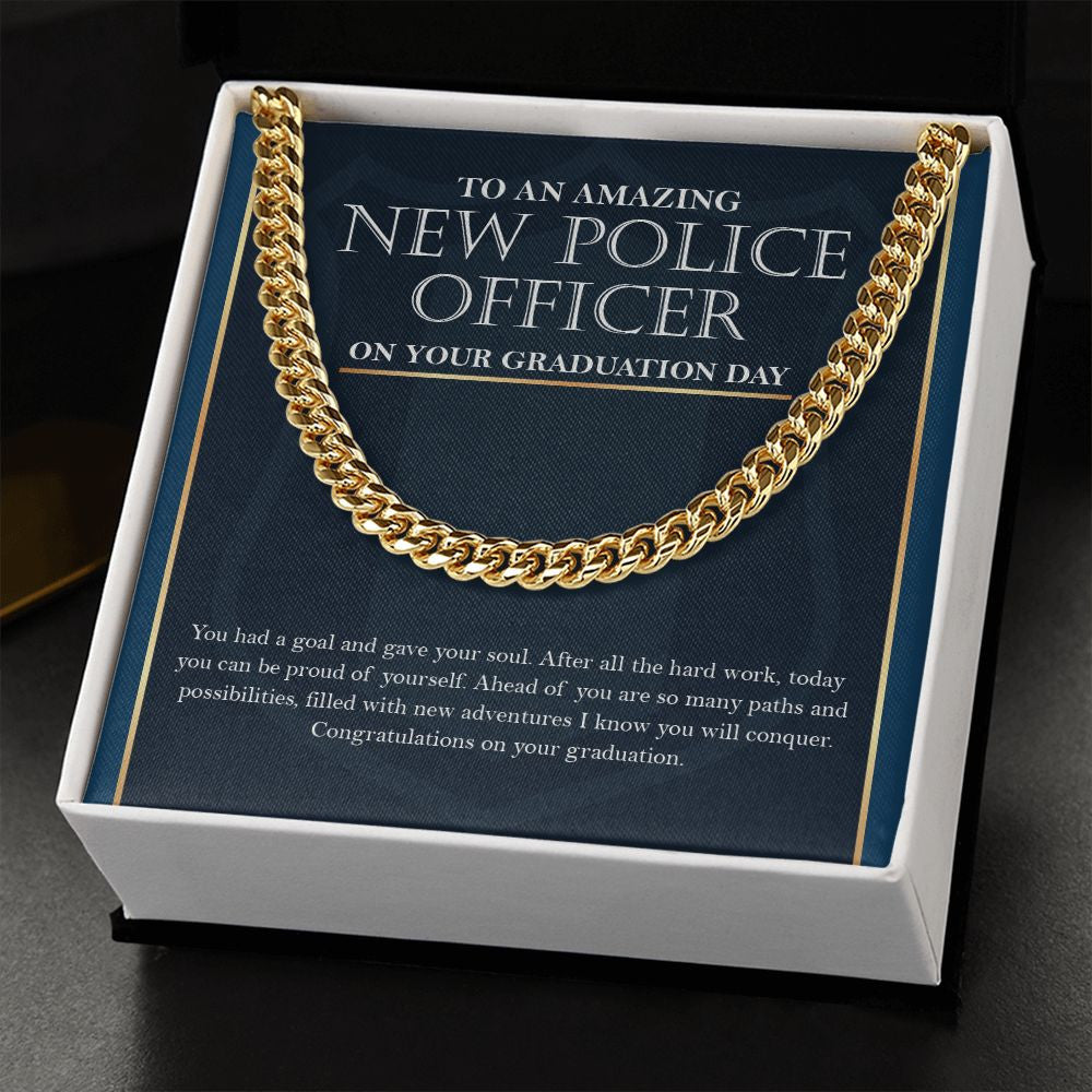 "Gave Your Soul" Amazing New Police Officer Graduation Necklace Gift From Mom Dad Grandparents Bestfriend Cuban Link Chain Jewelry Box