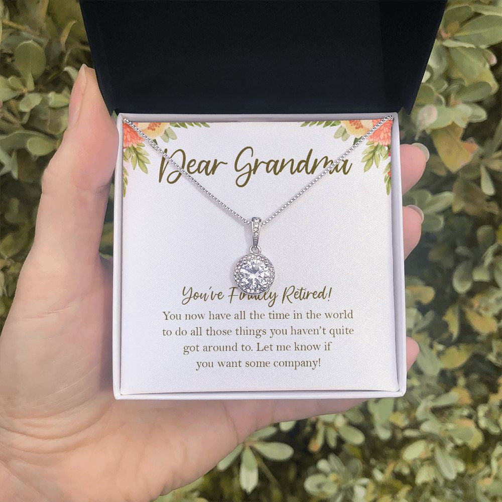 "All The Time In The World" Grandma Retirement Necklace Gift From Granddaughter Grandson Grandkids Eternal Hope Pendant Jewelry Box