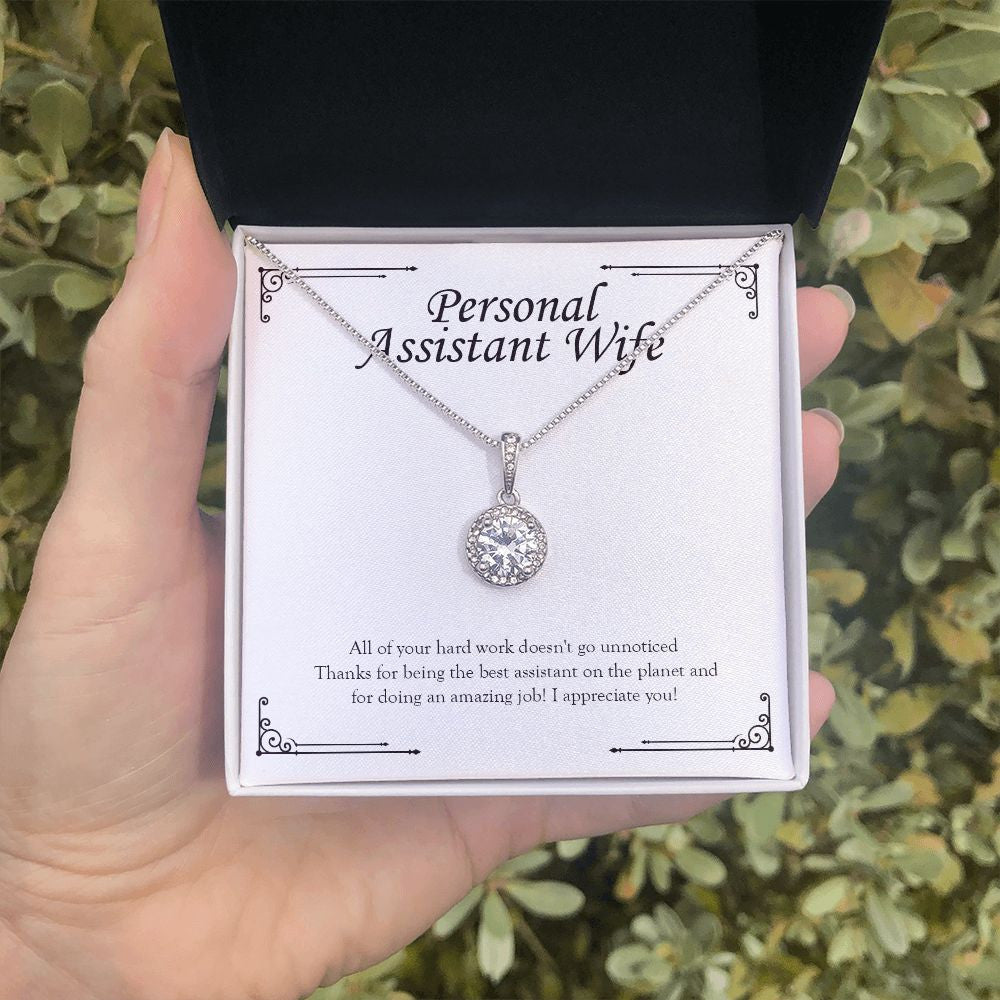 "Work Doesn't Go Unnoticed" Personal Assistant Wife Necklace Gift From Husband Eternal Hope Pendant Jewelry Box Birthday Valentines Work Anniversary