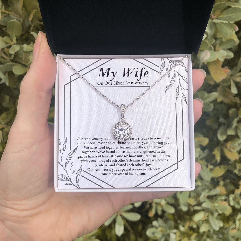 "Moment Of Treasure" Wife Silver Wedding Anniversary Necklace Gift From Husband Eternal Hope Pendant Jewelry Box
