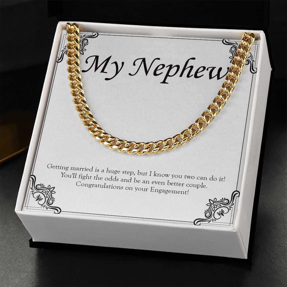 "Marriage Is A Huge Step" Nephew Engagement Necklace Gift From Uncle Aunt Cuban Link Chain Jewelry Box