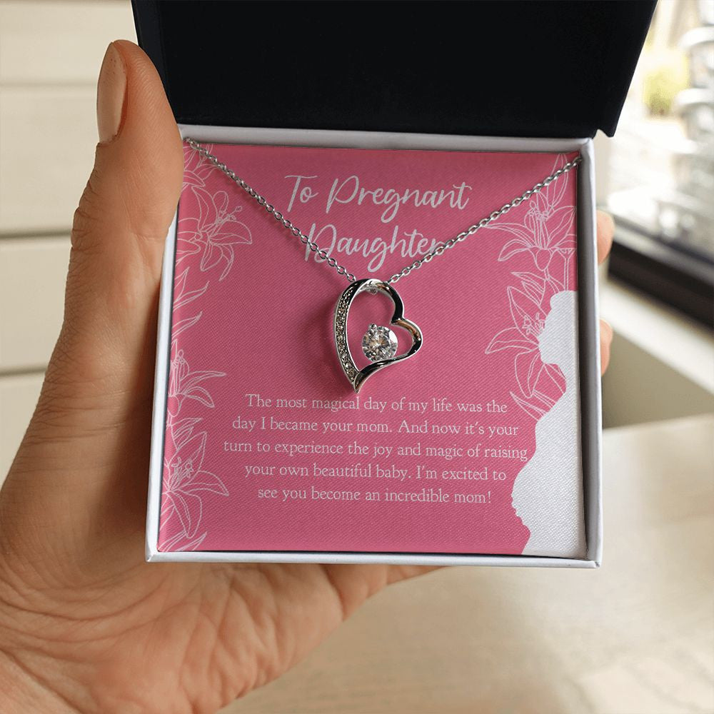 "Most Magical Day Of Your Life" Pregnant Daughter Necklace Gift From Mom Dad Forever Love Pendant Jewelry Box Baby Shower
