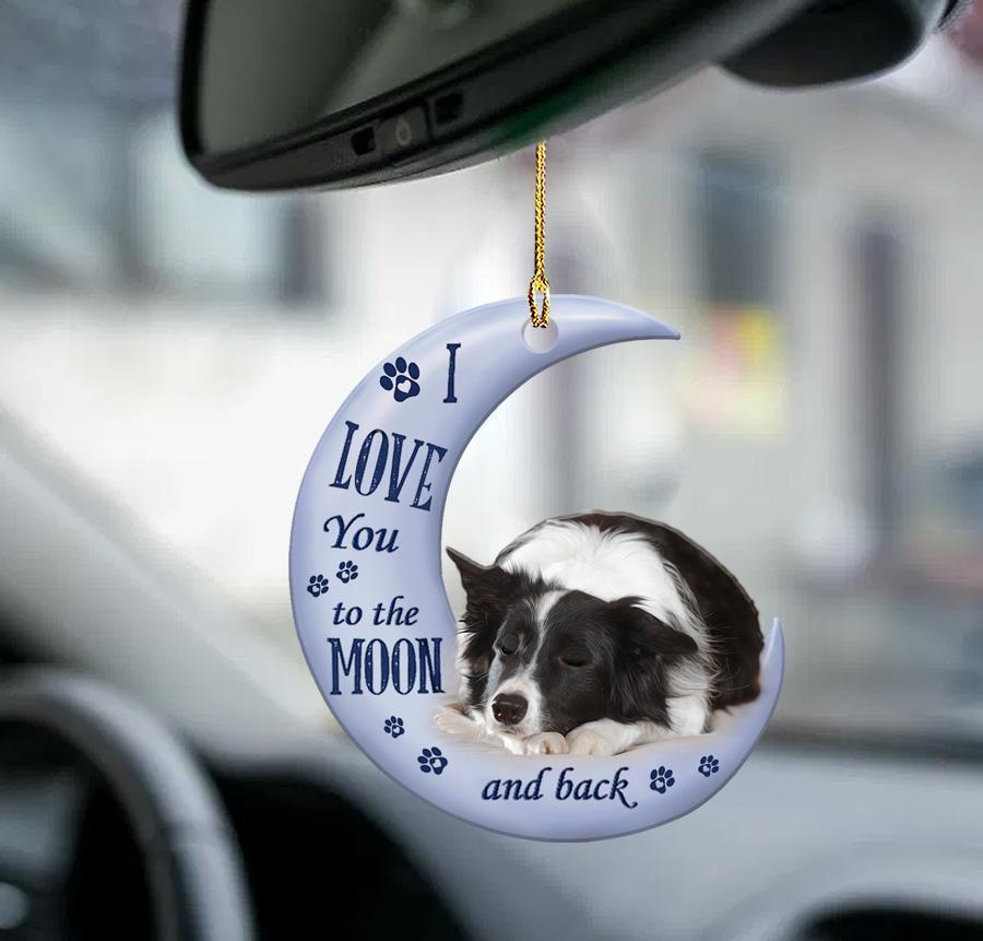 Border Collie Moon Back Border Collie Lover Dog Moms Two Sided Ornament