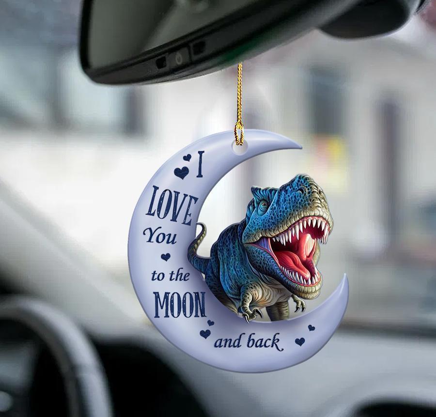 Dinosaur Moon Back Dinosaur Lover Two Sided Ornament