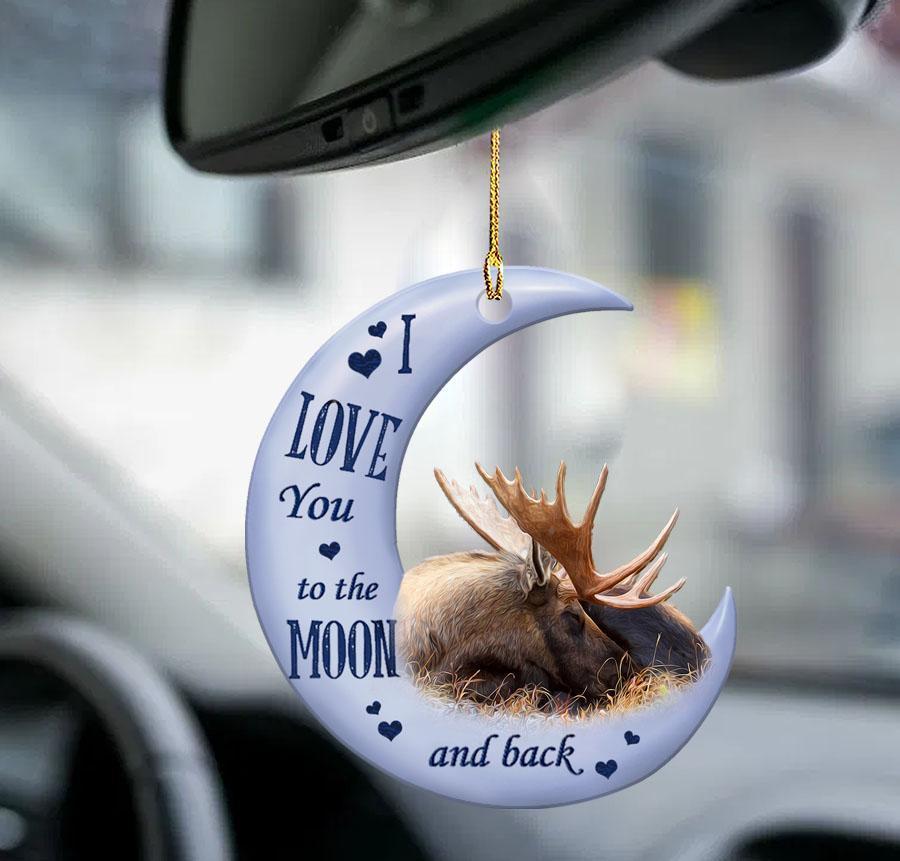 Moose Moon Back Moose Lover Two Sided Ornament