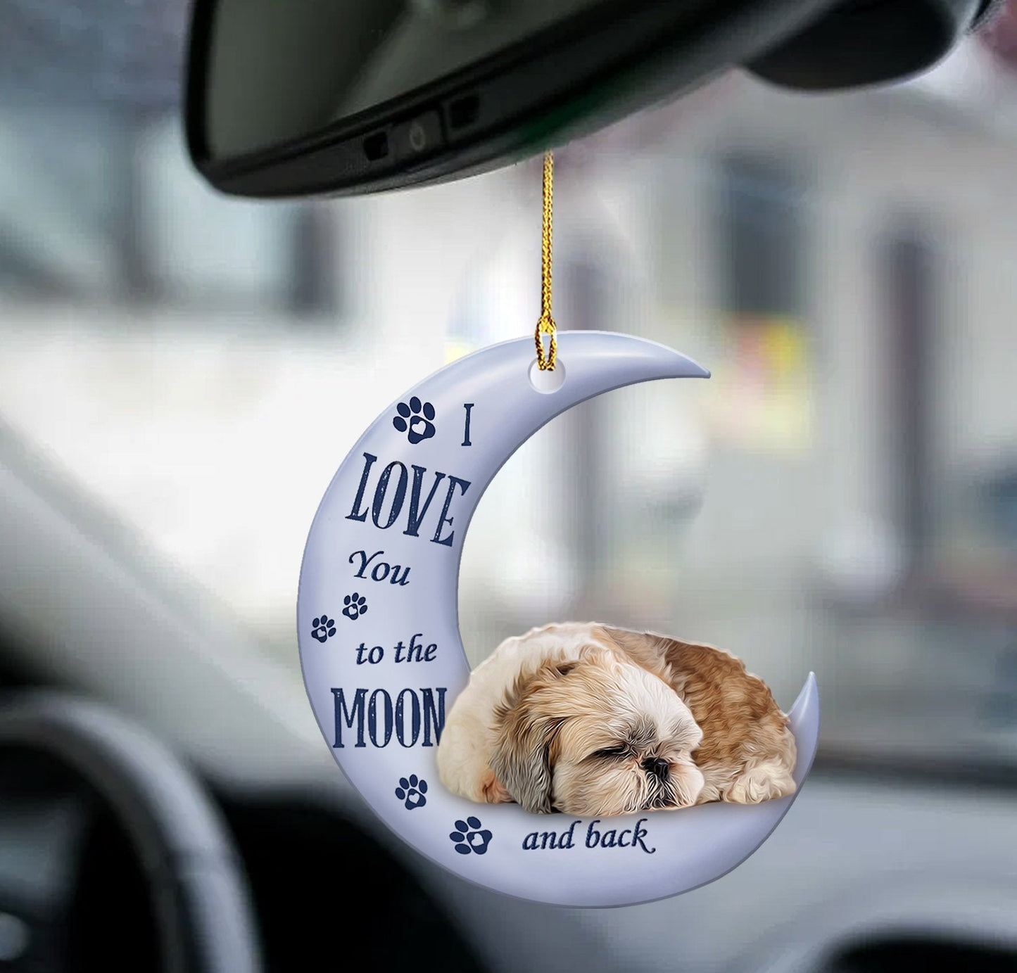 Shih Tzu Moon Back Shih Tzu Lover Dog Moms Two Sided Ornament