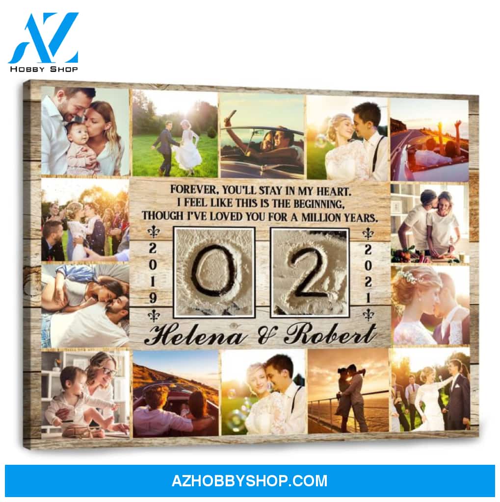 2 Year Wedding Anniversary Gift Personalized Love Canvas