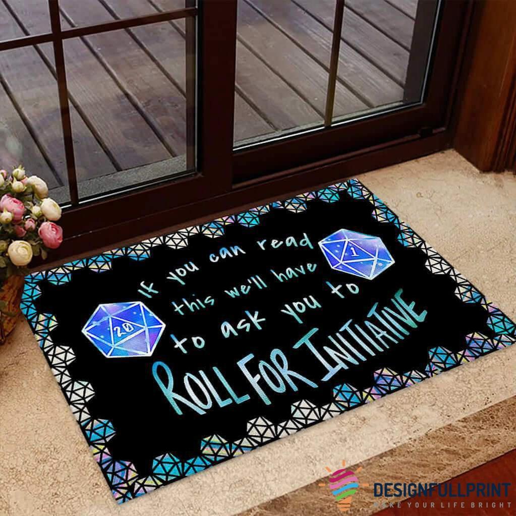 Gift For Gamer Dice 20 Dragon Warrior Roll For Initiative Non-Slip Rubber Backing Doormat HG
