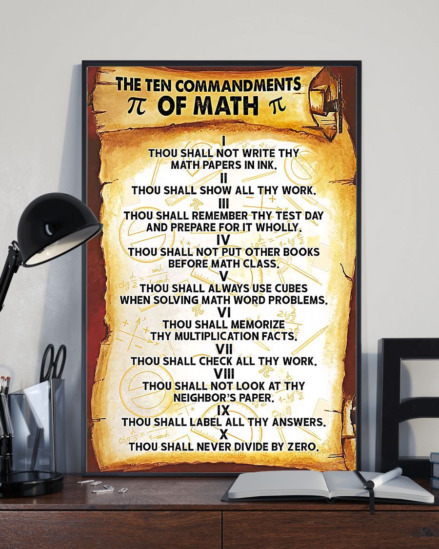 Teacher Classroom Canvas The Ten Commandments Of Math, Student Wall Art Back to School Gift for Teacher