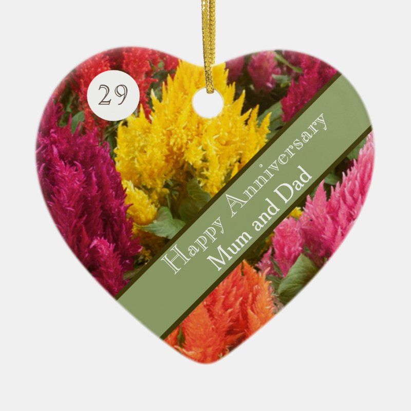 29Th Wedding Anniversary Celosia Ceramic Ornament