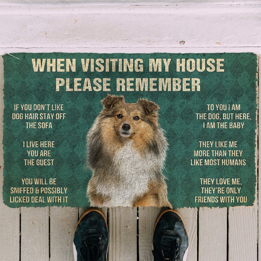 3D Please Remember Shetland Sheepdog House Rules Custom Doormat