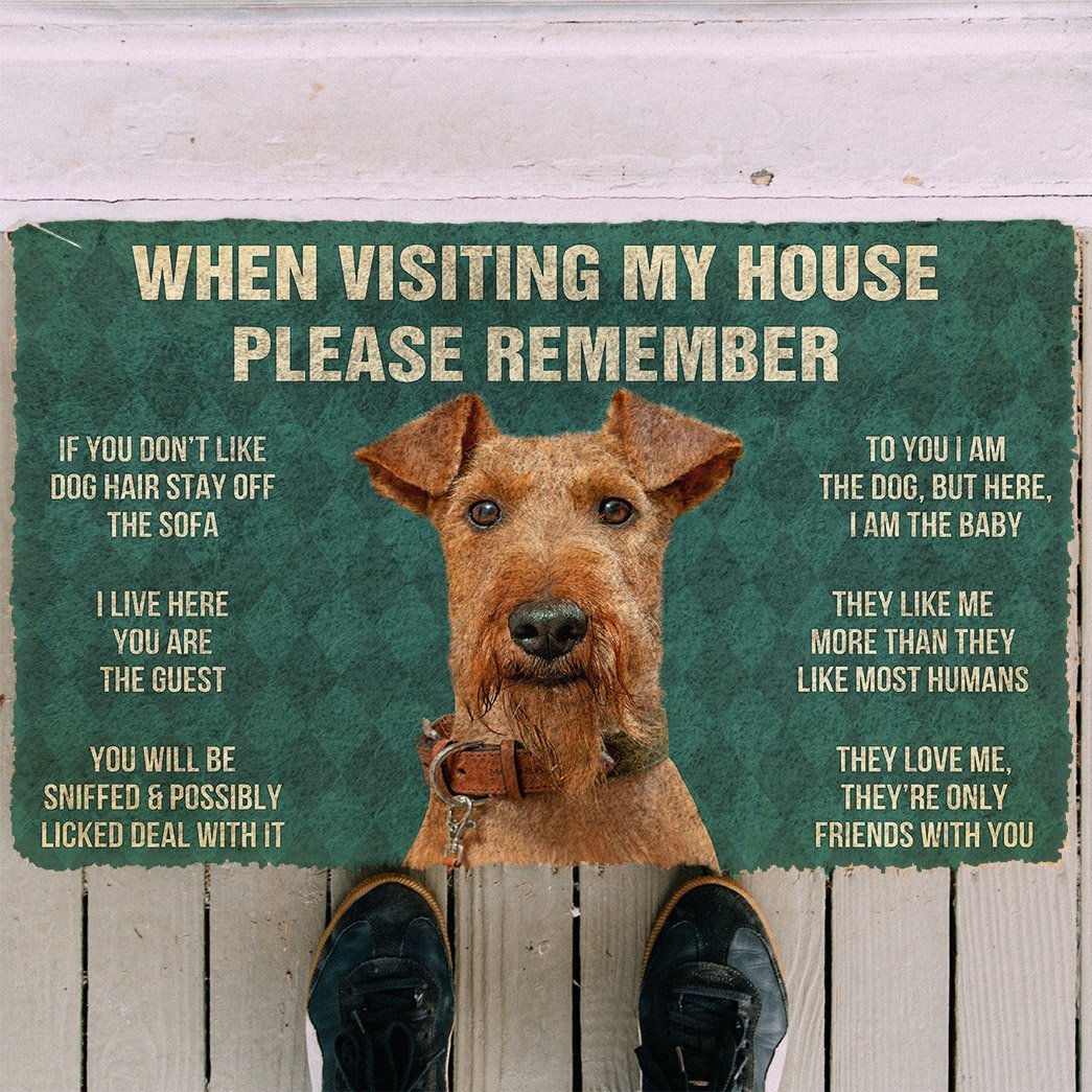 3D Please Remember Airedale Terrier Dogs House Rules Custom Doormat