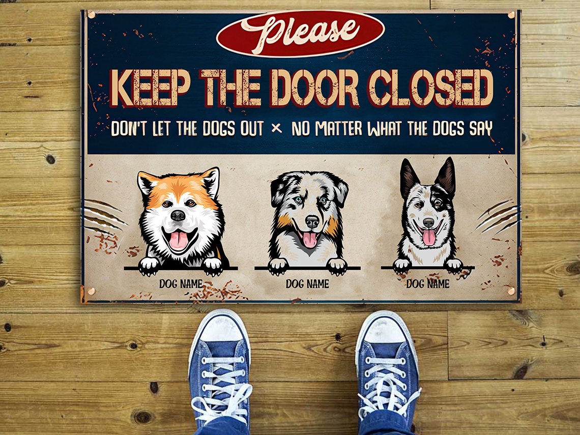 Gifts For Dog Lovers Please Keep The Dog Closed Rubber Doormat