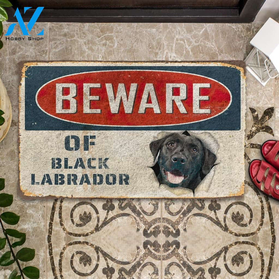 3D Beware Of Black Labrador Custom Doormat | Welcome Mat | House Warming Gift