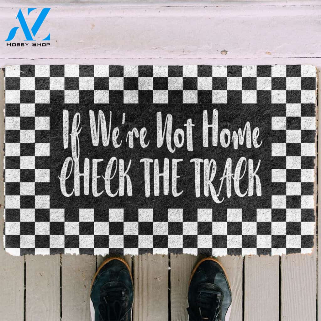 3D Caro If We Are Not Home Check The Track Black And White Indoor and Outdoor Doormat Warm House Gift Welcome Mat Gift For Friend Family